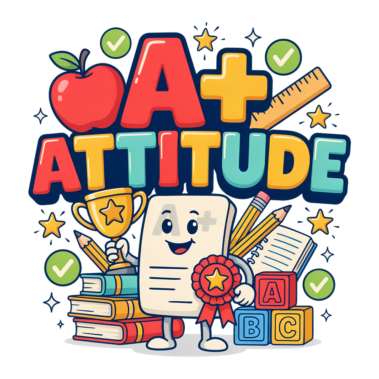 A+ Attitude Teacher PNG | Premium Back to School Digital Download