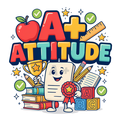 A+ Attitude Teacher PNG | Premium Back to School Digital Download